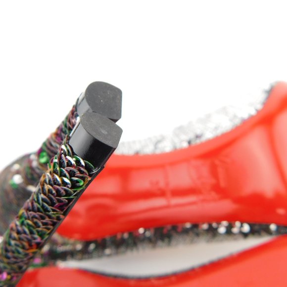 CHRISTIAN LOUBOUTIN Reversible Sparkly Sequin Heel Pumps 37 - Picture 9 of 10